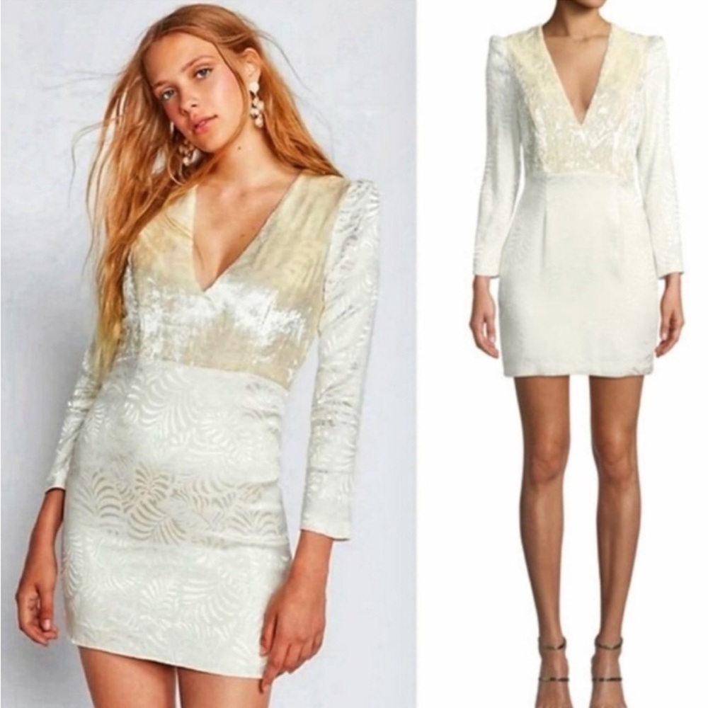 NWT Free People ivory Naomi velvet mini dress size 6
